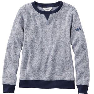 LL BEAN WOMENS LIGHTWEIGHT SWEATER FLEECE TOP IN BRIGHT NAVY HEATHER SZ S
